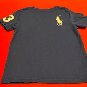 Boy’s Polo by Ralph Lauren Navy Tee with white Polo Player & Sleeve Number 3